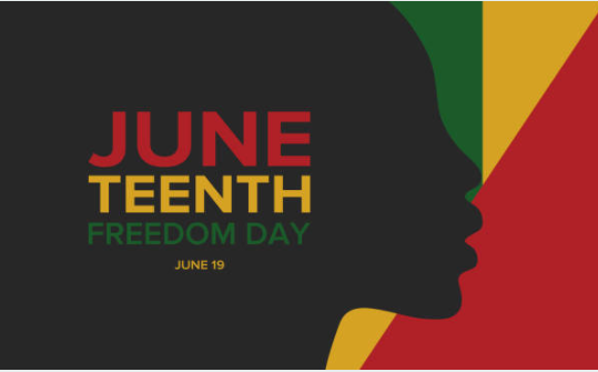 silhouette of a person with the text Juneteenth